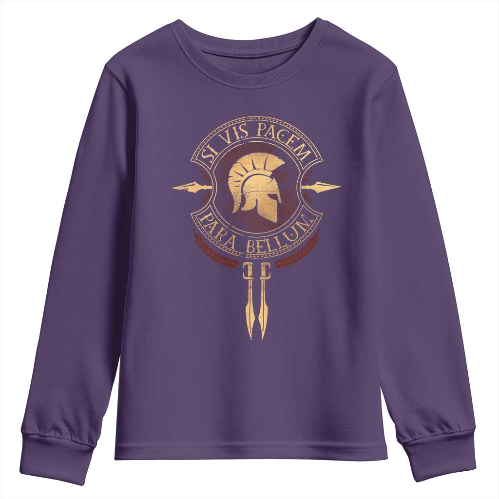 Sparta Greek Youth Sweatshirt Si Vis Pacem Para Bellum TS09 Purple Print Your Wear