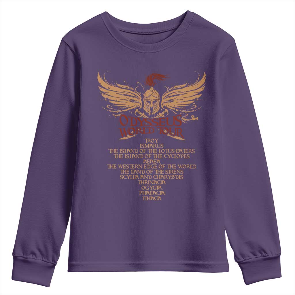 Odysseus World Tour Youth Sweatshirt Ancient Greek Epic Mythlogy TS09 Purple Print Your Wear