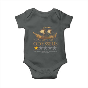 Funny Odysseus Baby Onesie Very Bad Not Recommend Ancient Greek Mythology Meme TS09 Dark Heather Print Your Wear