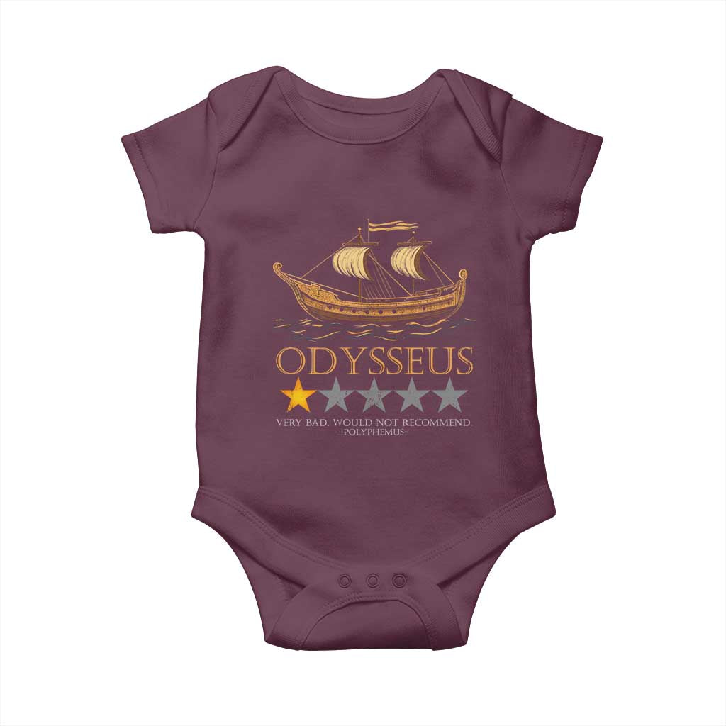 Funny Odysseus Baby Onesie Very Bad Not Recommend Ancient Greek Mythology Meme TS09 Maroon Print Your Wear