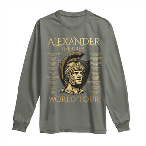 Funny Alexander The Great World Tour Long Sleeve Shirt Ancient Greek History TS09 Military Green Print Your Wear