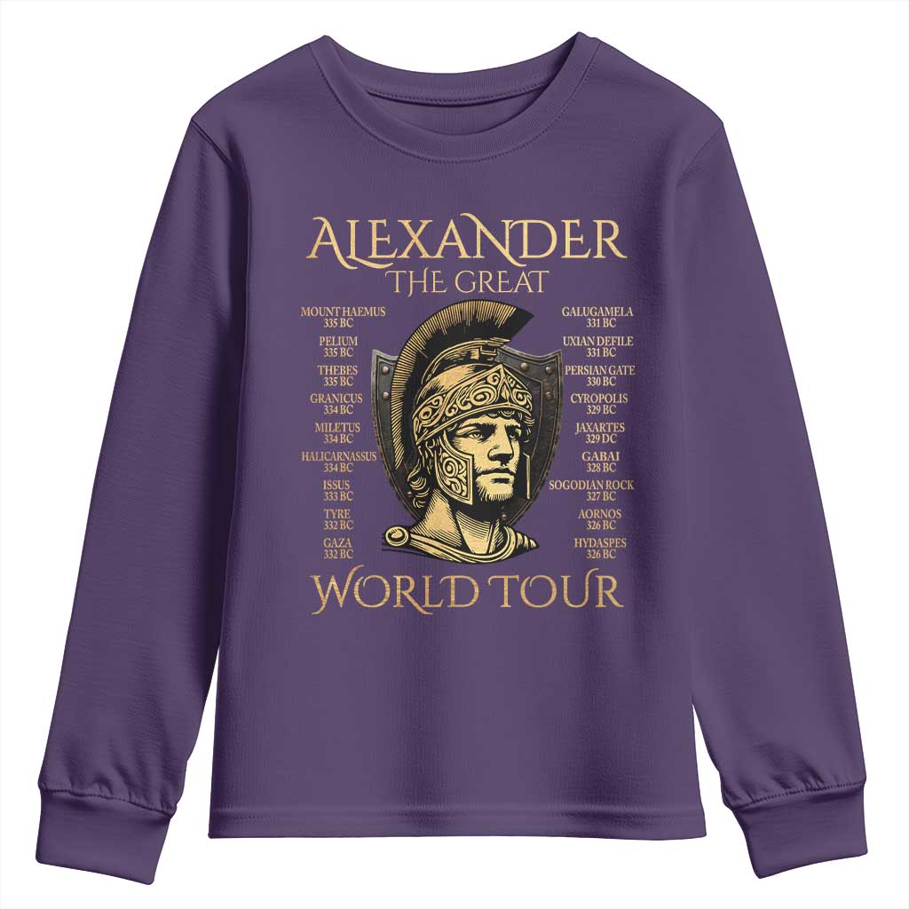 Funny Alexander The Great World Tour Youth Sweatshirt Ancient Greek History TS09 Purple Print Your Wear