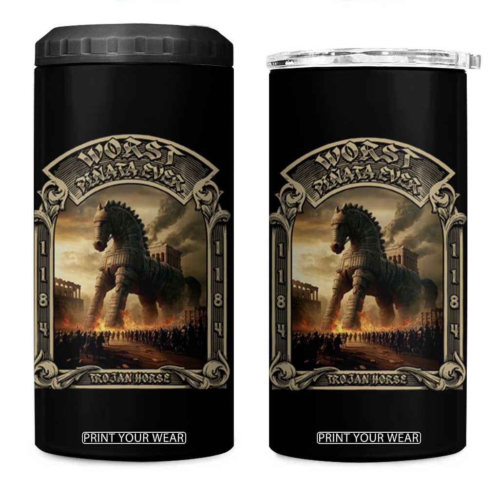 Trojan Horse 4 in 1 Can Cooler Tumbler Ancient Greek Epic Mythlogy History Lover TS09 One Size: 16 oz Black Print Your Wear