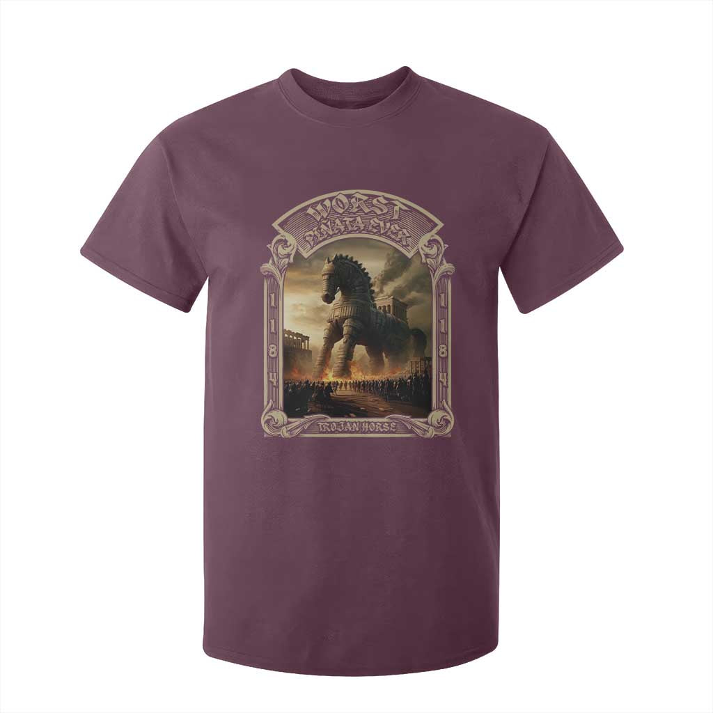 Trojan Horse T Shirt For Kid Ancient Greek Epic Mythlogy History Lover TS09 Maroon Print Your Wear