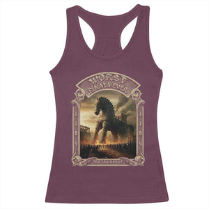 Trojan Horse Racerback Tank Top Ancient Greek Epic Mythlogy History Lover TS09 Maroon Print Your Wear