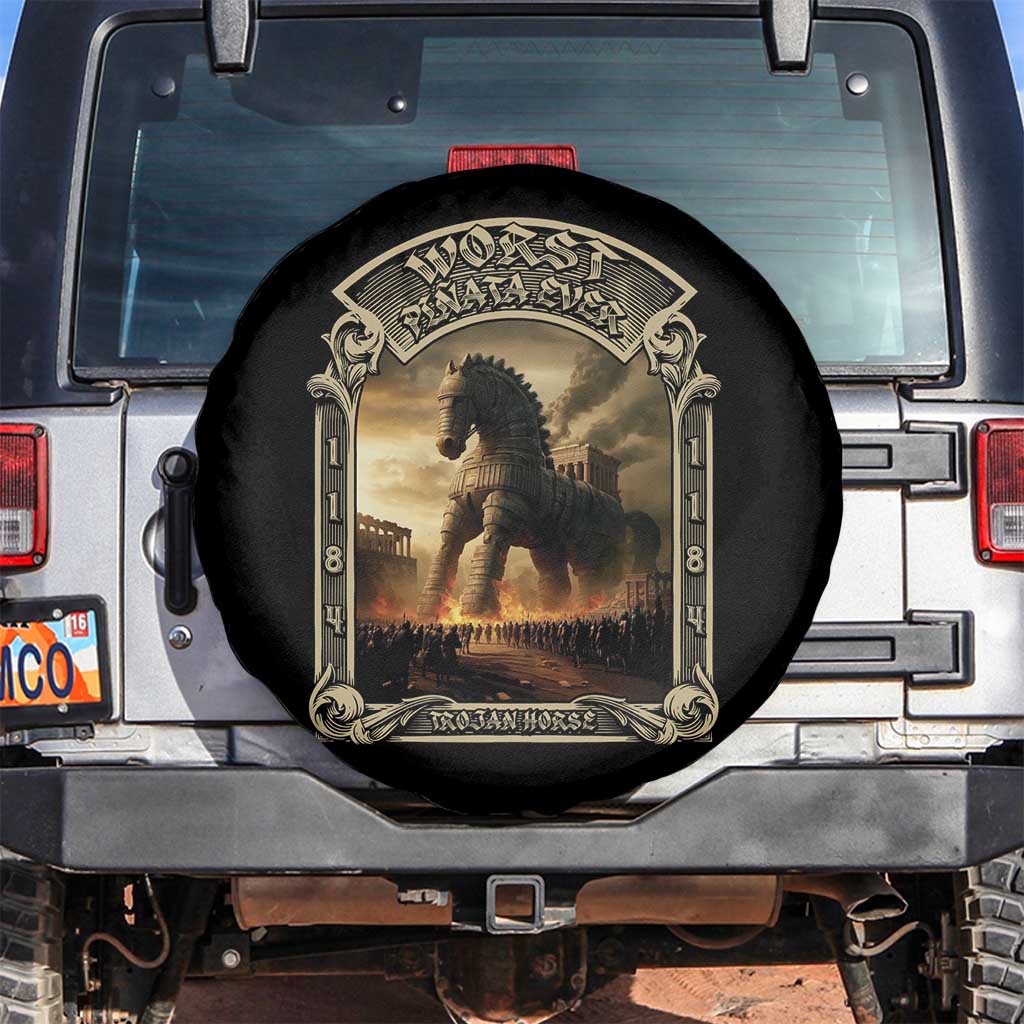 Trojan Horse Spare Tire Cover Ancient Greek Epic Mythlogy History Lover TS09 No hole Black Print Your Wear