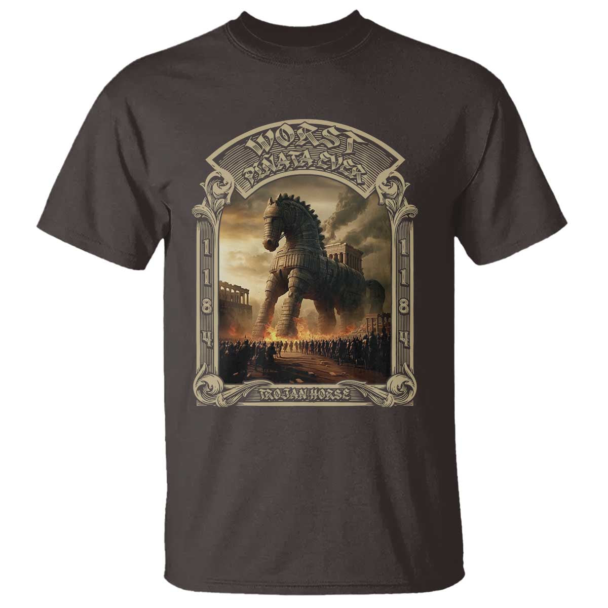 Trojan Horse T Shirt Ancient Greek Epic Mythlogy History Lover TS09 Dark Chocolate Print Your Wear