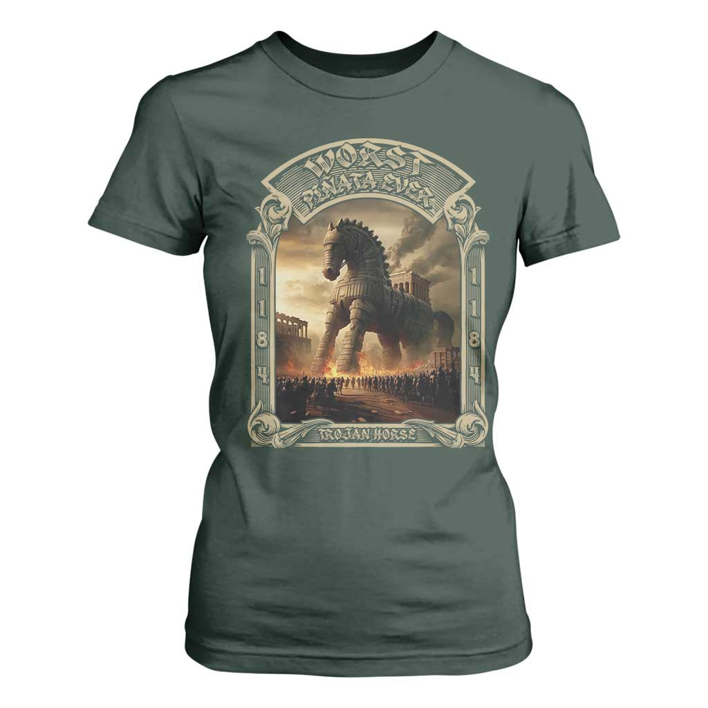Trojan Horse T Shirt For Women Ancient Greek Epic Mythlogy History Lover TS09 Dark Forest Green Print Your Wear