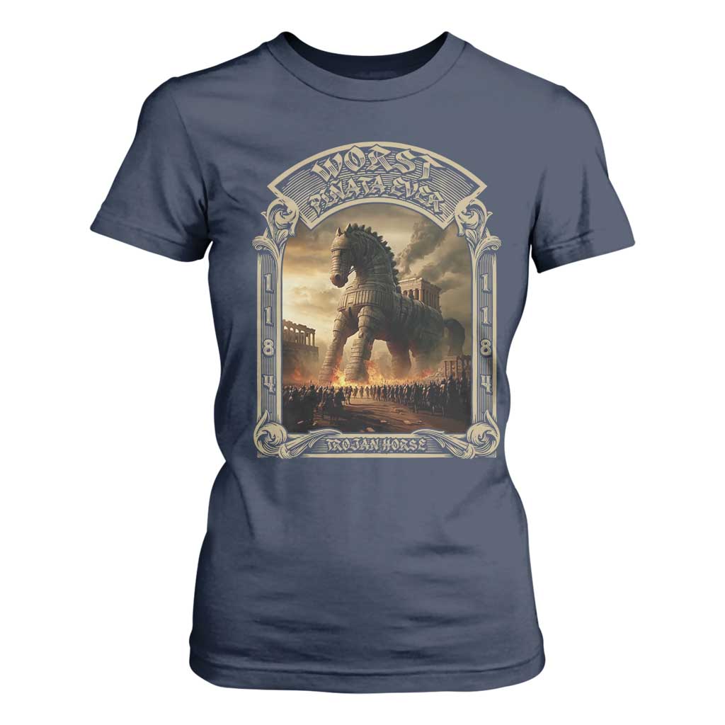 Trojan Horse T Shirt For Women Ancient Greek Epic Mythlogy History Lover TS09 Navy Print Your Wear