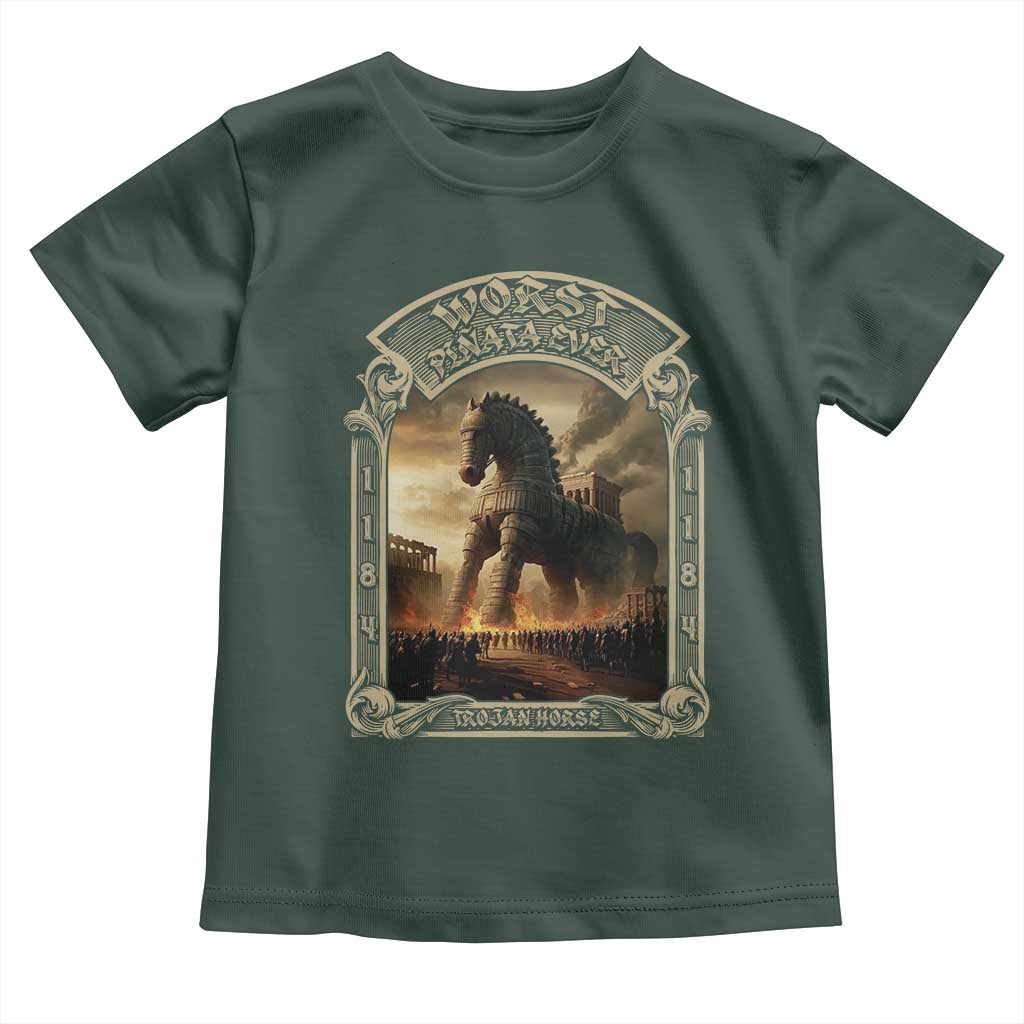 Trojan Horse Toddler T Shirt Ancient Greek Epic Mythlogy History Lover TS09 Dark Forest Green Print Your Wear