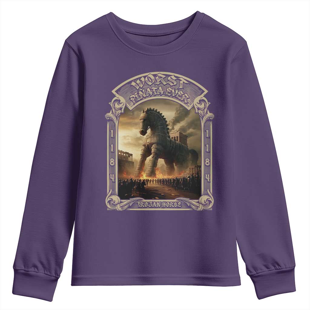 Trojan Horse Youth Sweatshirt Ancient Greek Epic Mythlogy History Lover TS09 Purple Print Your Wear