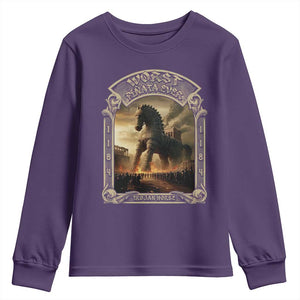 Trojan Horse Youth Sweatshirt Ancient Greek Epic Mythlogy History Lover TS09 Purple Print Your Wear