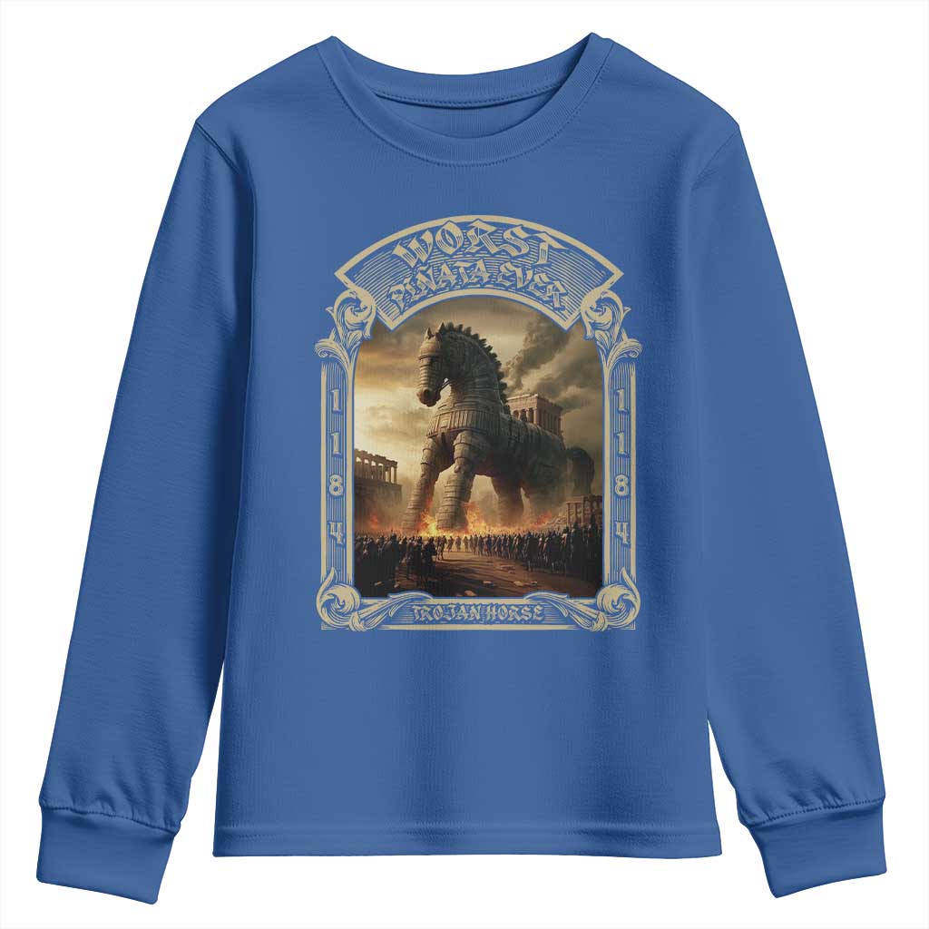 Trojan Horse Youth Sweatshirt Ancient Greek Epic Mythlogy History Lover TS09 Royal Blue Print Your Wear