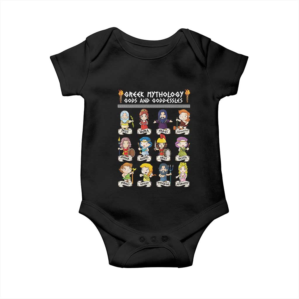 Greek Mythology Baby Onesie Gods And Goddesses TS09 Black Print Your Wear