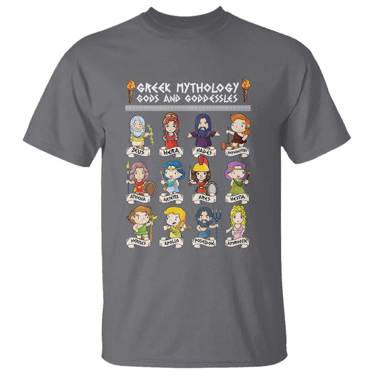 Greek Mythology T Shirt Gods And Goddesses TS09 Charcoal Print Your Wear
