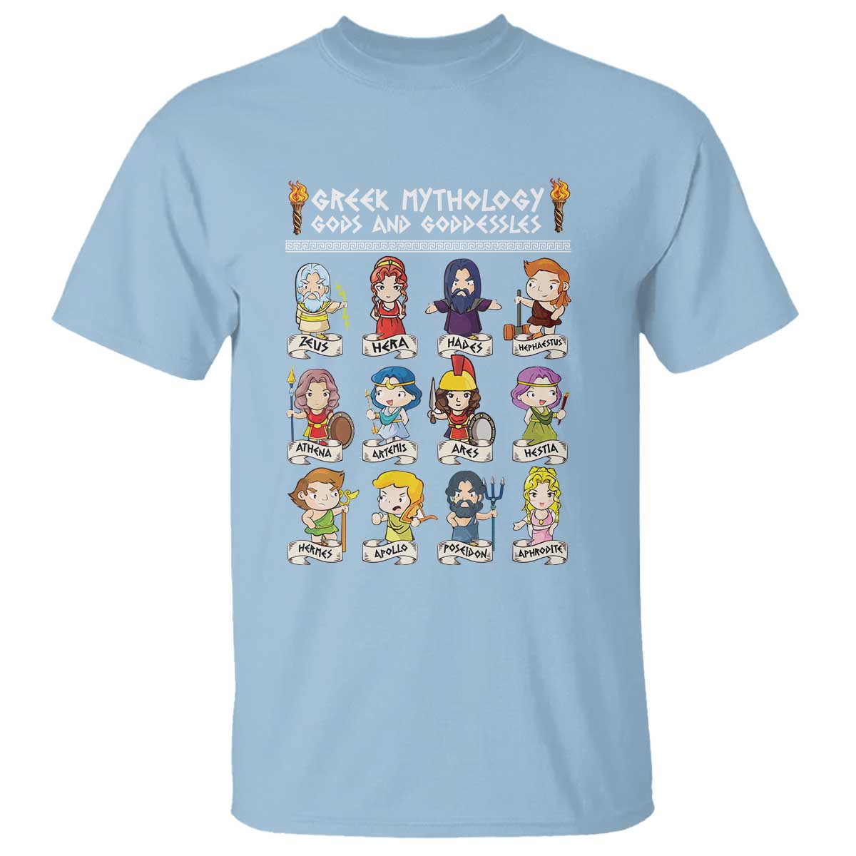 Greek Mythology T Shirt Gods And Goddesses TS09 Light Blue Print Your Wear