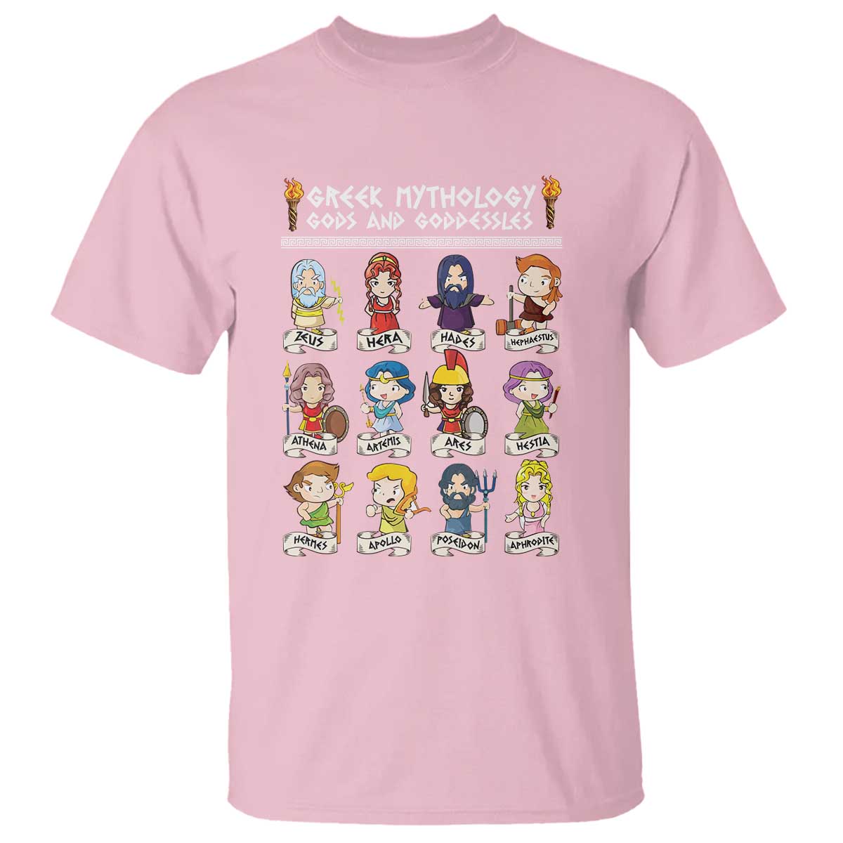 Greek Mythology T Shirt Gods And Goddesses TS09 Light Pink Print Your Wear