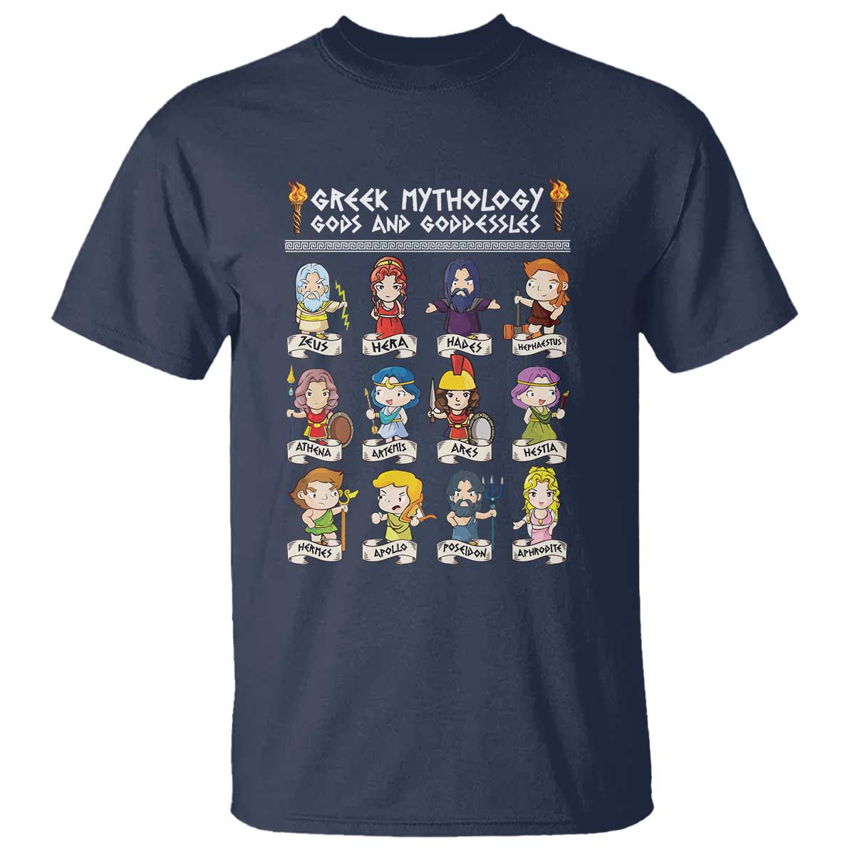Greek Mythology T Shirt Gods And Goddesses TS09 Navy Print Your Wear