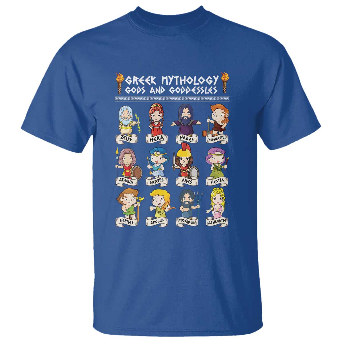 Greek Mythology T Shirt Gods And Goddesses TS09 Royal Blue Print Your Wear