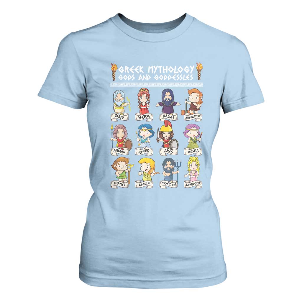 Greek Mythology T Shirt For Women Gods And Goddesses TS09 Light Blue Print Your Wear