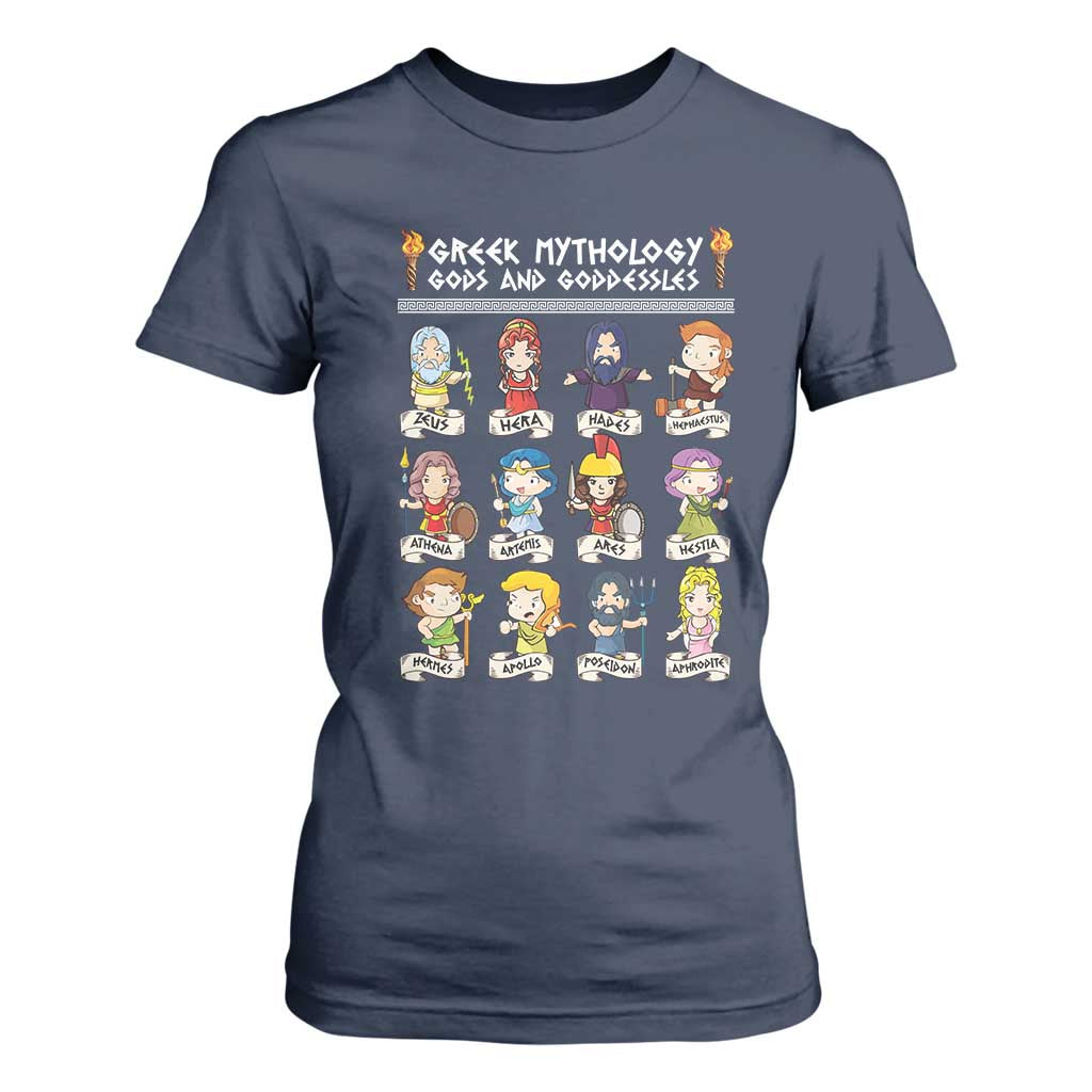 Greek Mythology T Shirt For Women Gods And Goddesses TS09 Navy Print Your Wear
