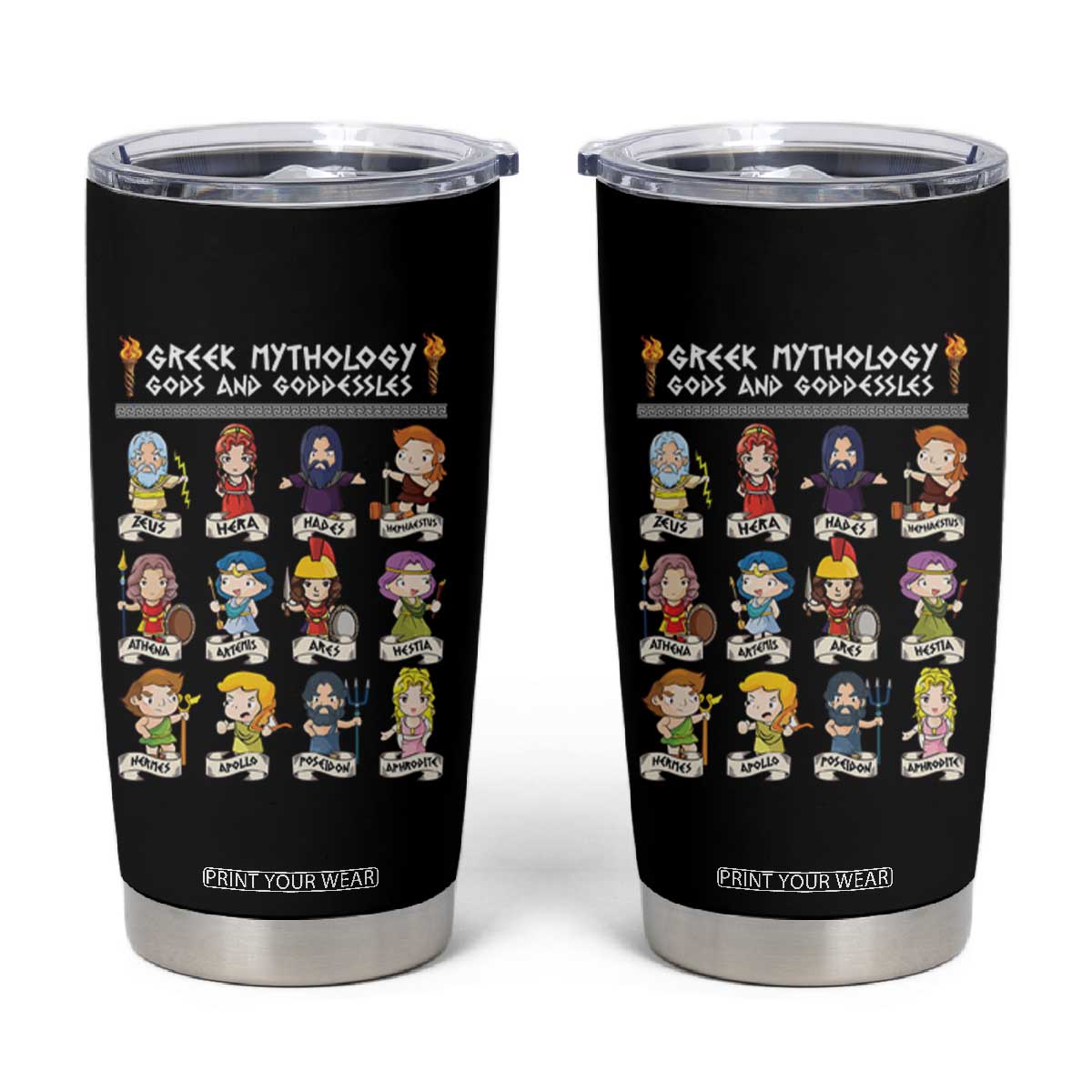Greek Mythology Tumbler Cup Gods And Goddesses TS09 Black Print Your Wear