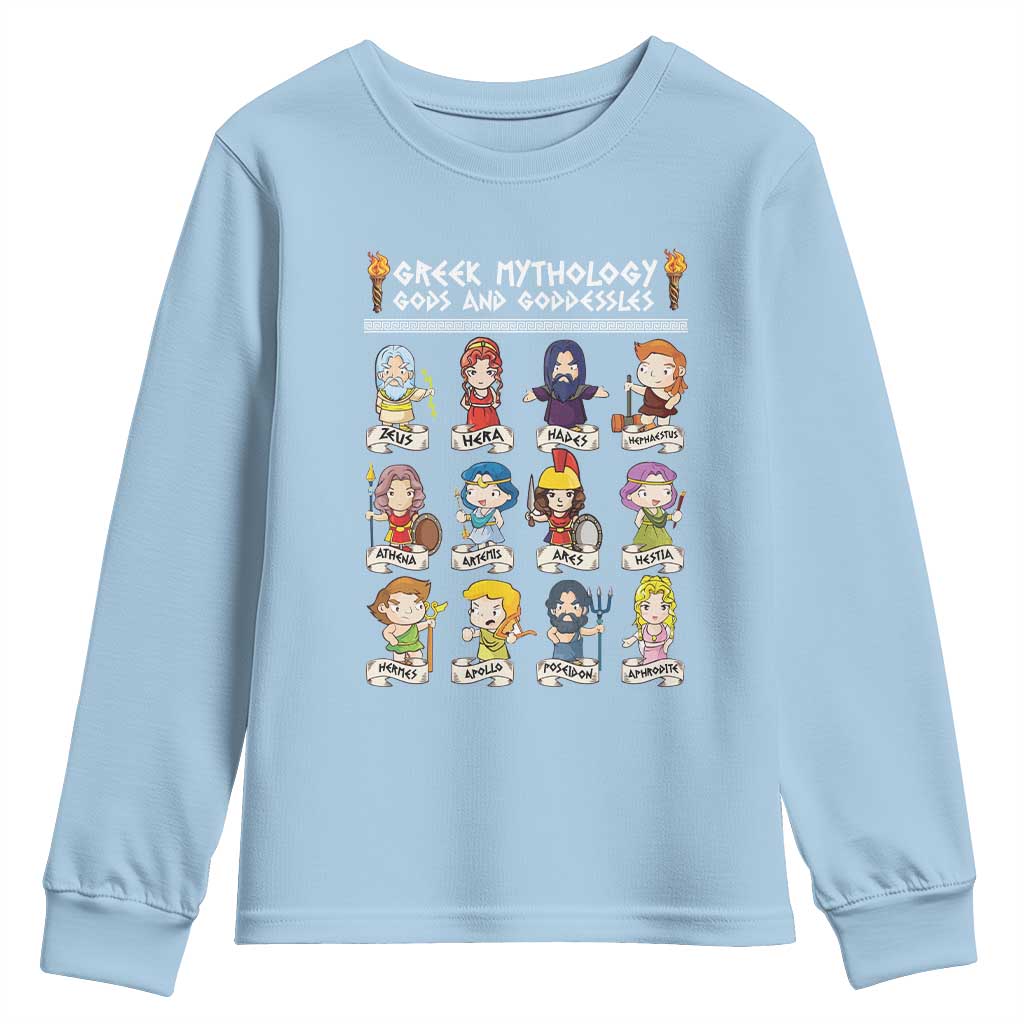 Greek Mythology Youth Sweatshirt Gods And Goddesses TS09 Light Blue Print Your Wear