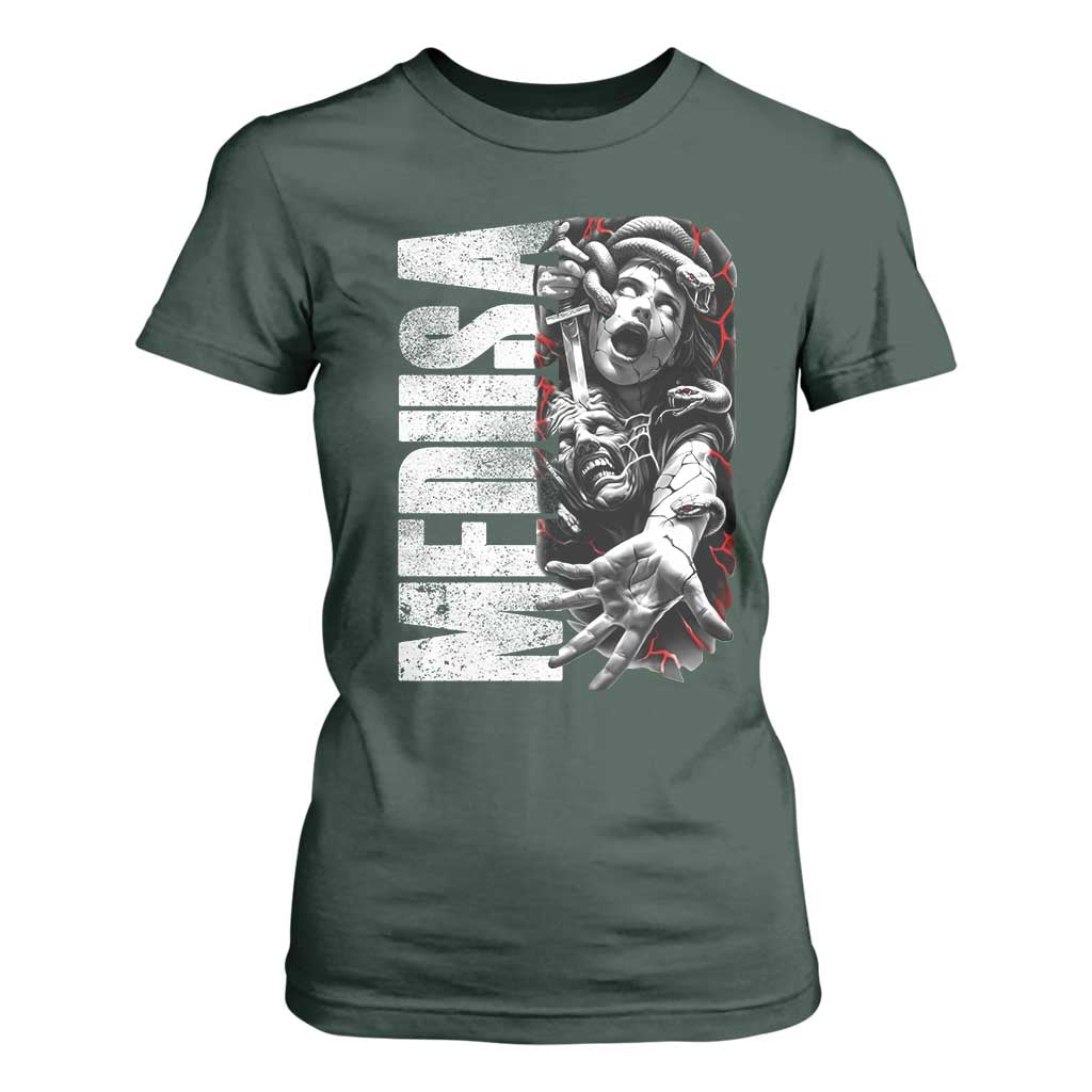 Greek Mythology Medusa T Shirt For Women TS09 Dark Forest Green Print Your Wear