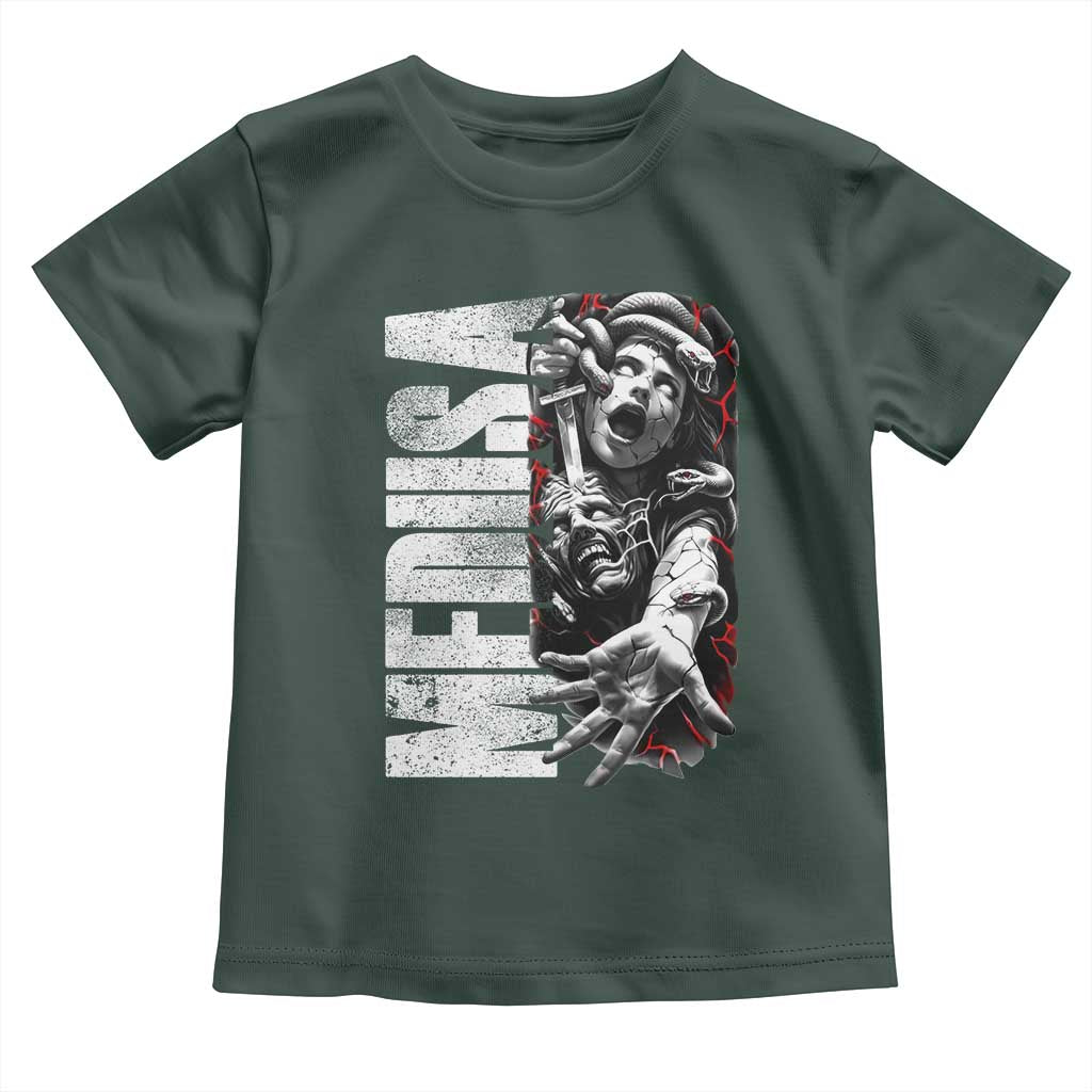 Greek Mythology Medusa Toddler T Shirt TS09 Dark Forest Green Print Your Wear