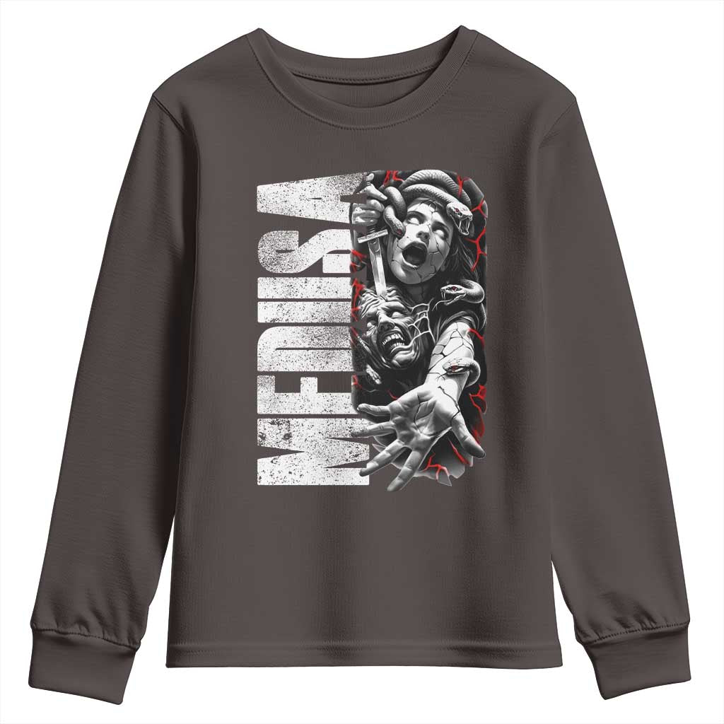 Greek Mythology Medusa Youth Sweatshirt TS09 Dark Chocolate Print Your Wear