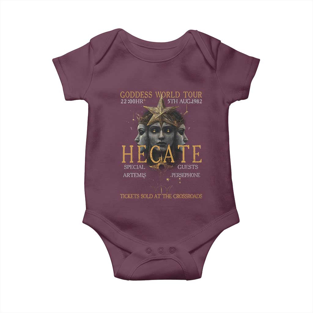 Greek Mythology Hecate Triple Goddess Baby Onesie Goddess World Tour Persephone Artemis TS09 Maroon Print Your Wear