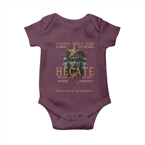 Greek Mythology Hecate Triple Goddess Baby Onesie Goddess World Tour Persephone Artemis TS09 Maroon Print Your Wear