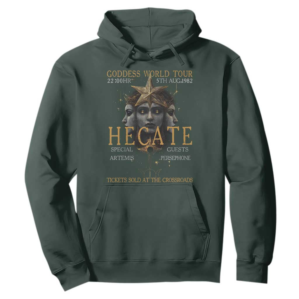Greek Mythology Hecate Triple Goddess Hoodie Goddess World Tour Persephone Artemis TS09 Dark Forest Green Print Your Wear