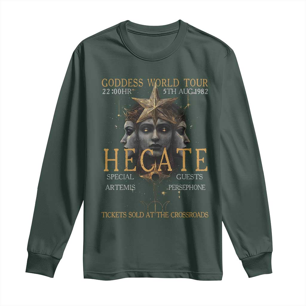 Greek Mythology Hecate Triple Goddess Long Sleeve Shirt Goddess World Tour Persephone Artemis TS09 Dark Forest Green Print Your Wear