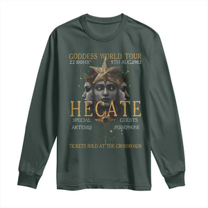 Greek Mythology Hecate Triple Goddess Long Sleeve Shirt Goddess World Tour Persephone Artemis TS09 Dark Forest Green Print Your Wear