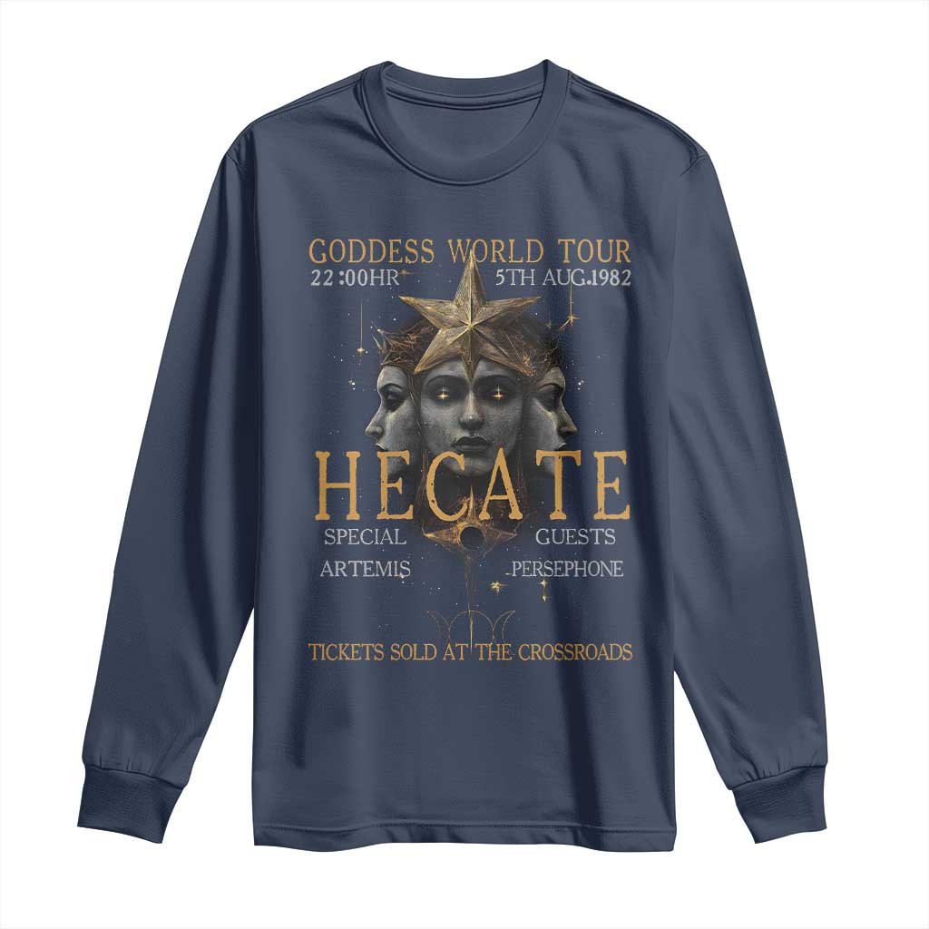Greek Mythology Hecate Triple Goddess Long Sleeve Shirt Goddess World Tour Persephone Artemis TS09 Navy Print Your Wear