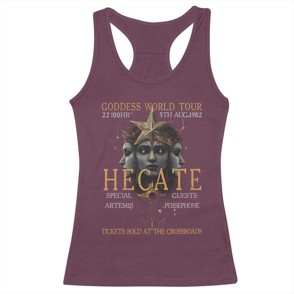 Greek Mythology Hecate Triple Goddess Racerback Tank Top Goddess World Tour Persephone Artemis TS09 Maroon Print Your Wear