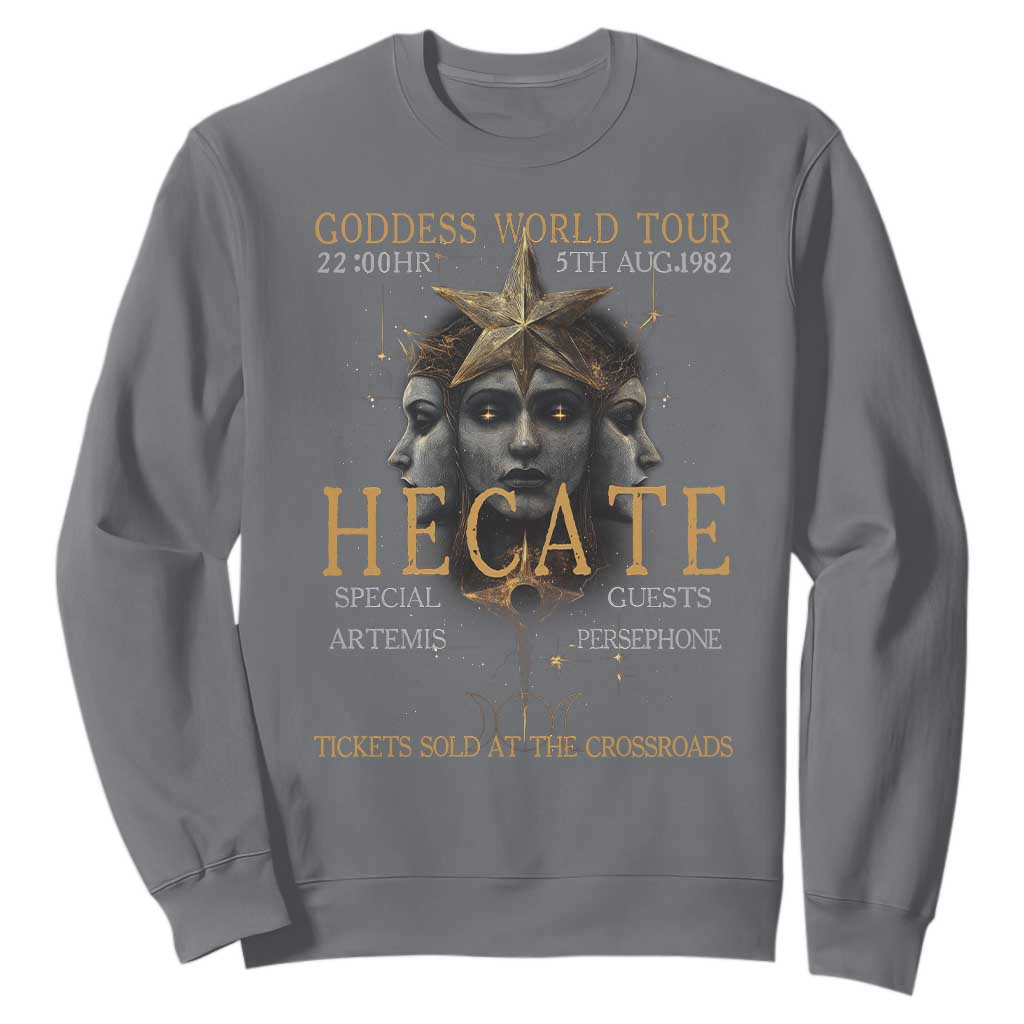 Greek Mythology Hecate Triple Goddess Sweatshirt Goddess World Tour Persephone Artemis TS09 Charcoal Print Your Wear