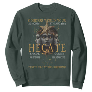 Greek Mythology Hecate Triple Goddess Sweatshirt Goddess World Tour Persephone Artemis TS09 Dark Forest Green Print Your Wear