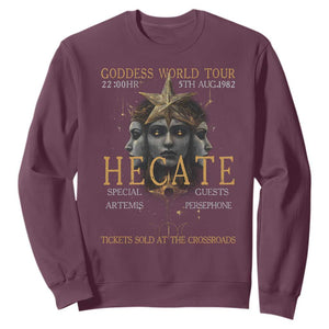 Greek Mythology Hecate Triple Goddess Sweatshirt Goddess World Tour Persephone Artemis TS09 Maroon Print Your Wear
