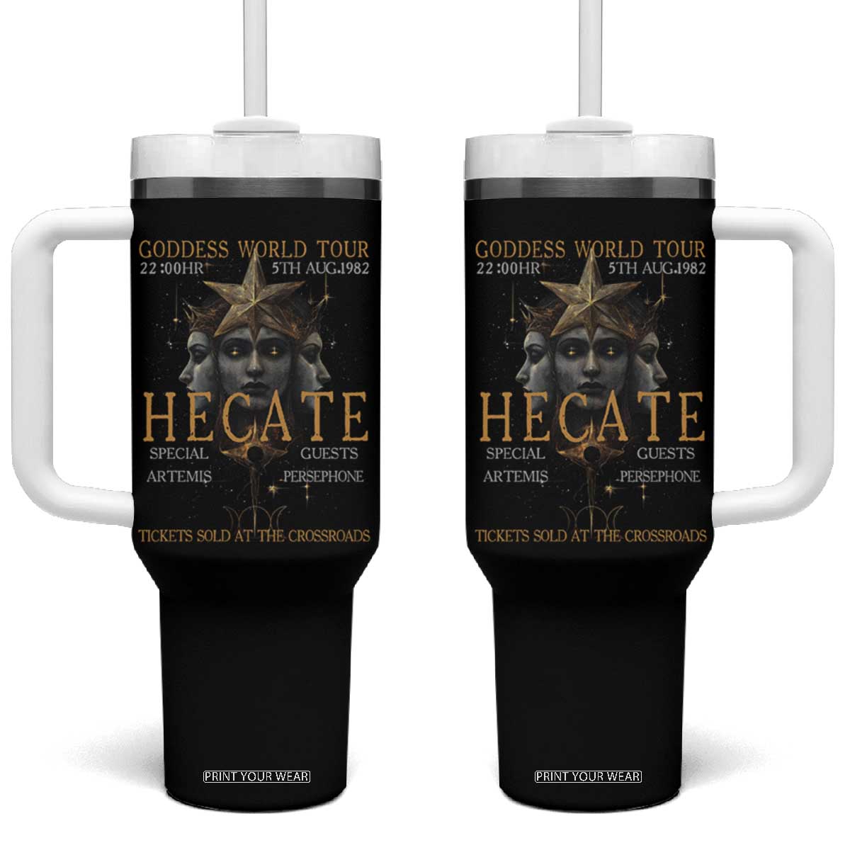 Greek Mythology Hecate Triple Goddess Tumbler With Handle Goddess World Tour Persephone Artemis TS09 One Size: 40 oz Black Print Your Wear