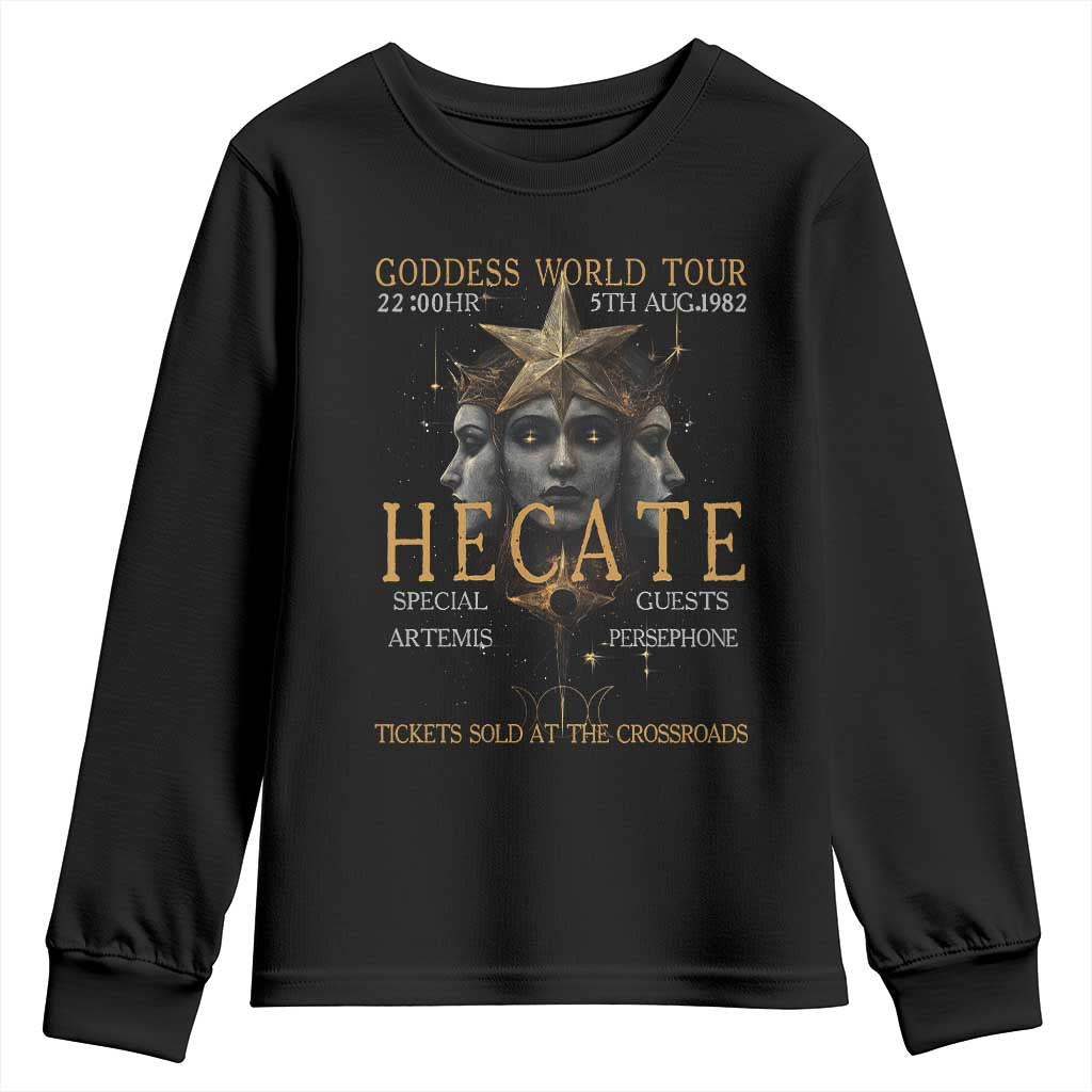 Greek Mythology Hecate Triple Goddess Youth Sweatshirt Goddess World Tour Persephone Artemis TS09 Black Print Your Wear