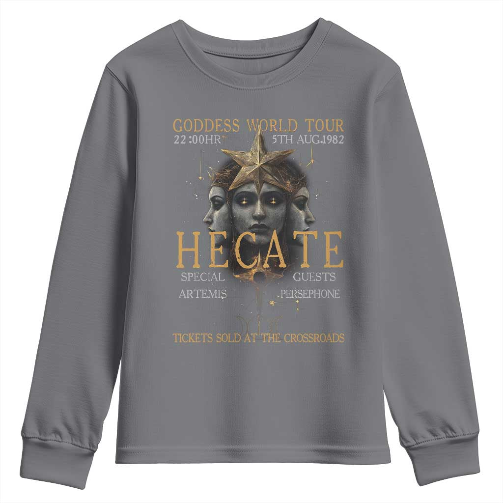 Greek Mythology Hecate Triple Goddess Youth Sweatshirt Goddess World Tour Persephone Artemis TS09 Charcoal Print Your Wear