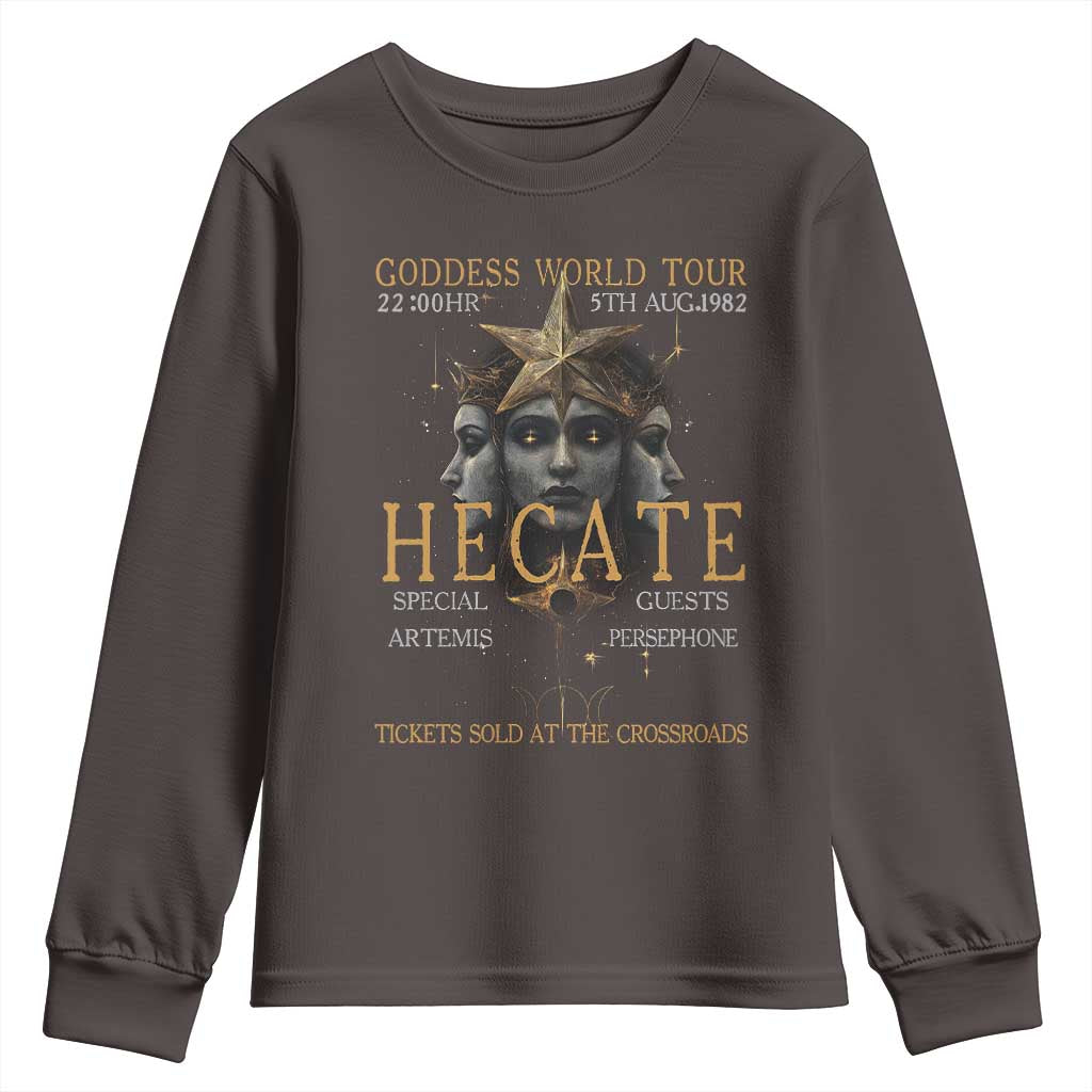 Greek Mythology Hecate Triple Goddess Youth Sweatshirt Goddess World Tour Persephone Artemis TS09 Dark Chocolate Print Your Wear