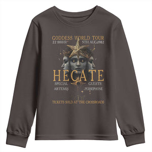 Greek Mythology Hecate Triple Goddess Youth Sweatshirt Goddess World Tour Persephone Artemis TS09 Dark Chocolate Print Your Wear