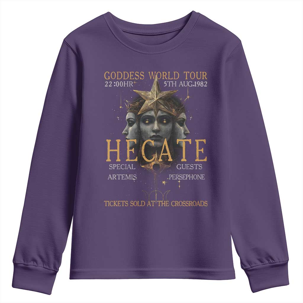 Greek Mythology Hecate Triple Goddess Youth Sweatshirt Goddess World Tour Persephone Artemis TS09 Purple Print Your Wear