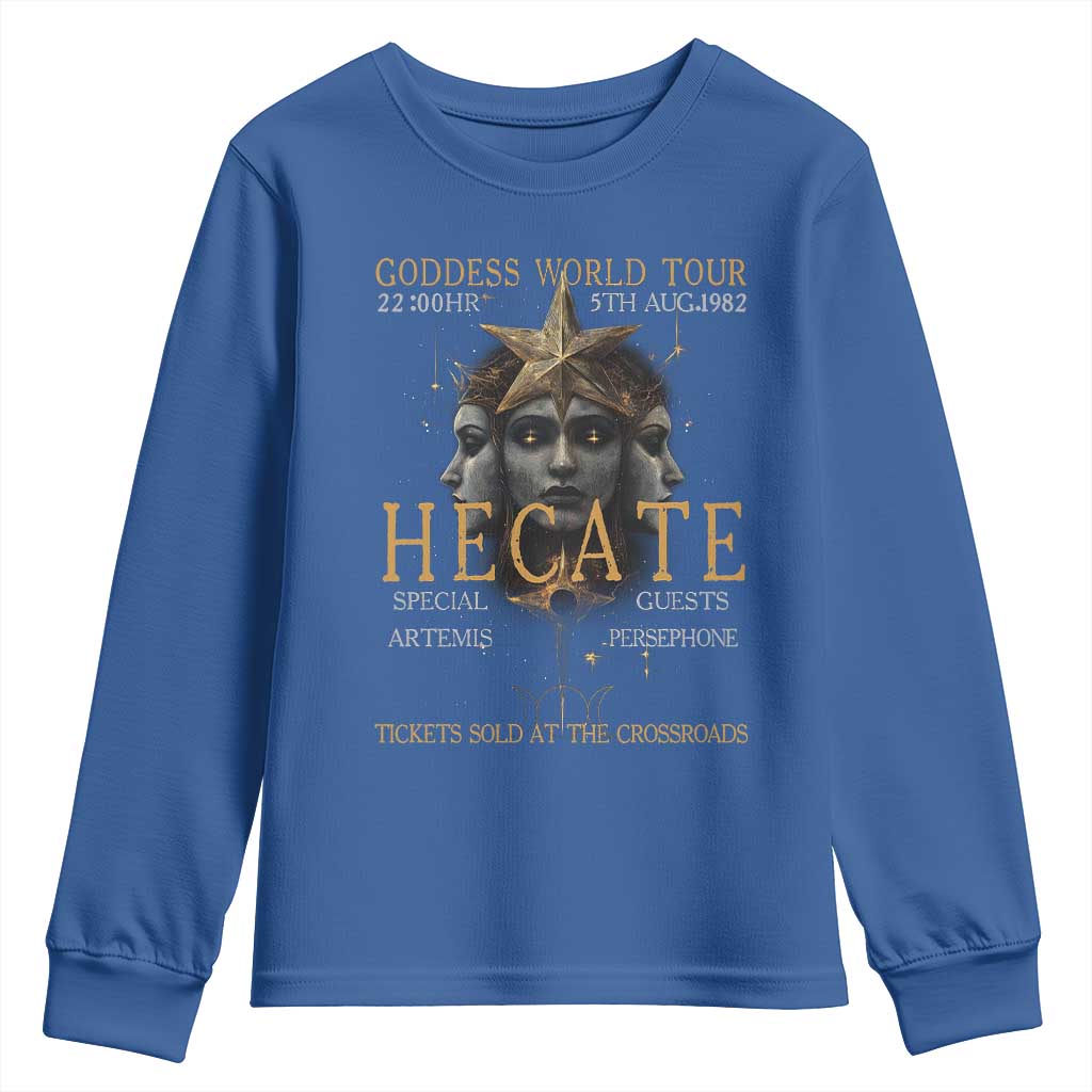 Greek Mythology Hecate Triple Goddess Youth Sweatshirt Goddess World Tour Persephone Artemis TS09 Royal Blue Print Your Wear