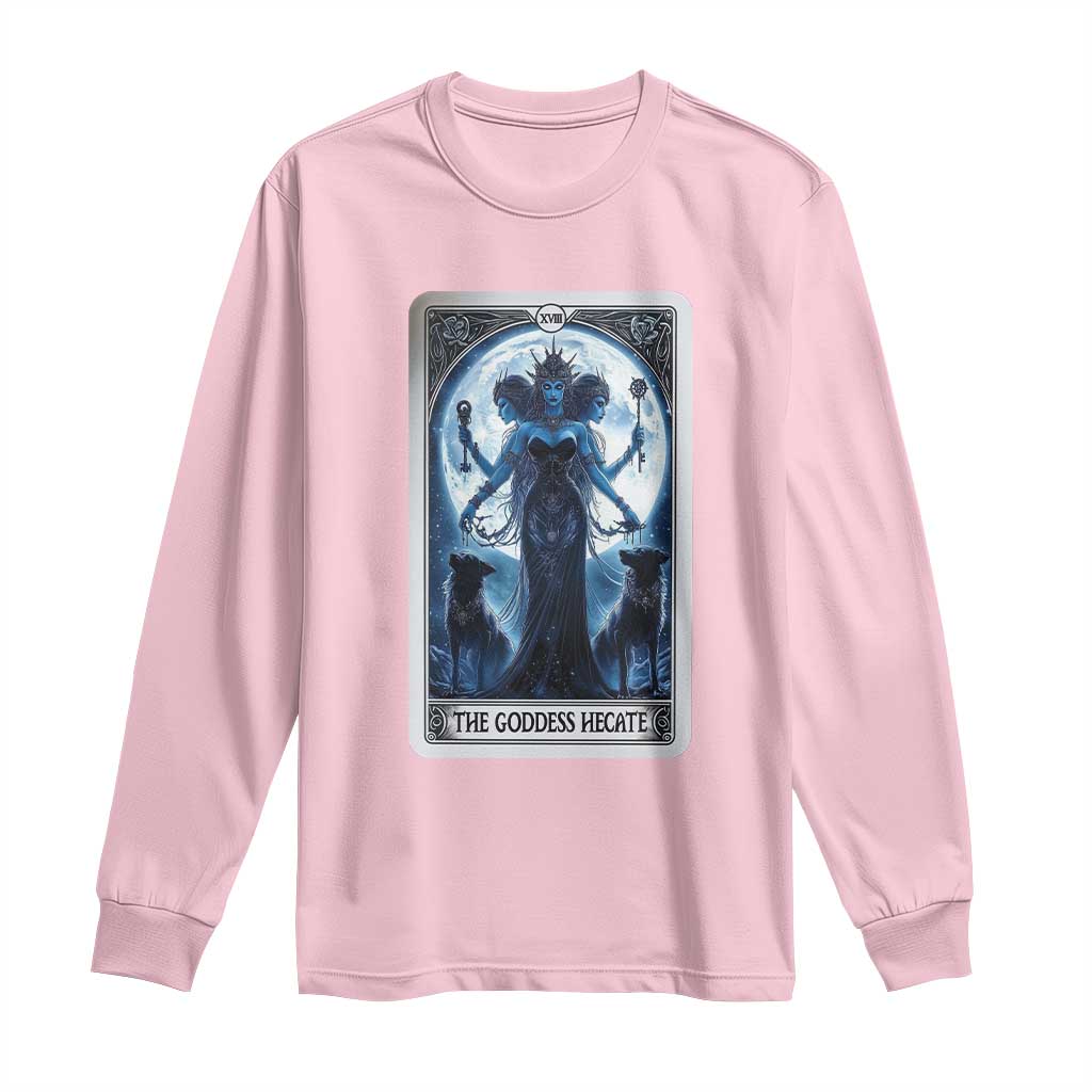 Greek Mythology Hecate Triple Goddess Long Sleeve Shirt Moon Pagan Gothic Witch TS09 Light Pink Print Your Wear
