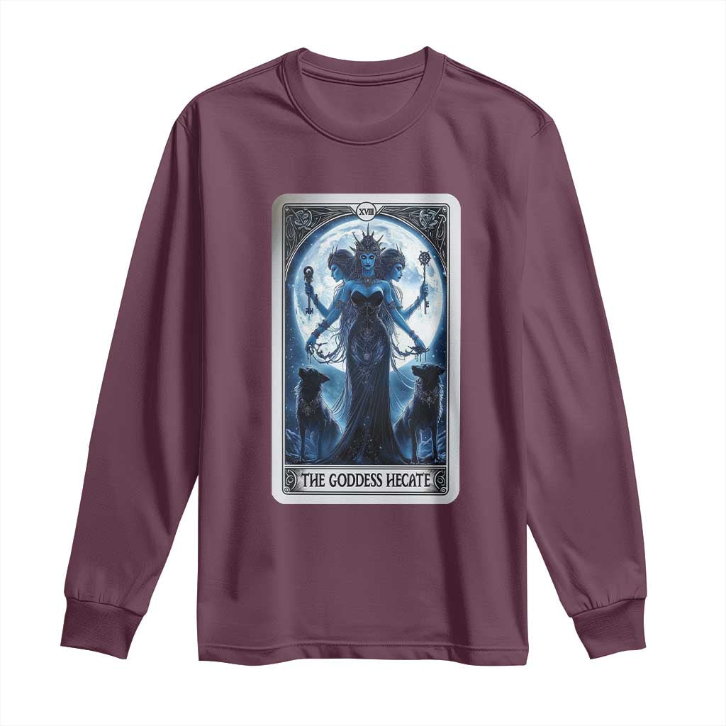 Greek Mythology Hecate Triple Goddess Long Sleeve Shirt Moon Pagan Gothic Witch TS09 Maroon Print Your Wear