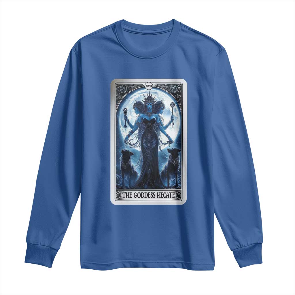 Greek Mythology Hecate Triple Goddess Long Sleeve Shirt Moon Pagan Gothic Witch TS09 Royal Blue Print Your Wear